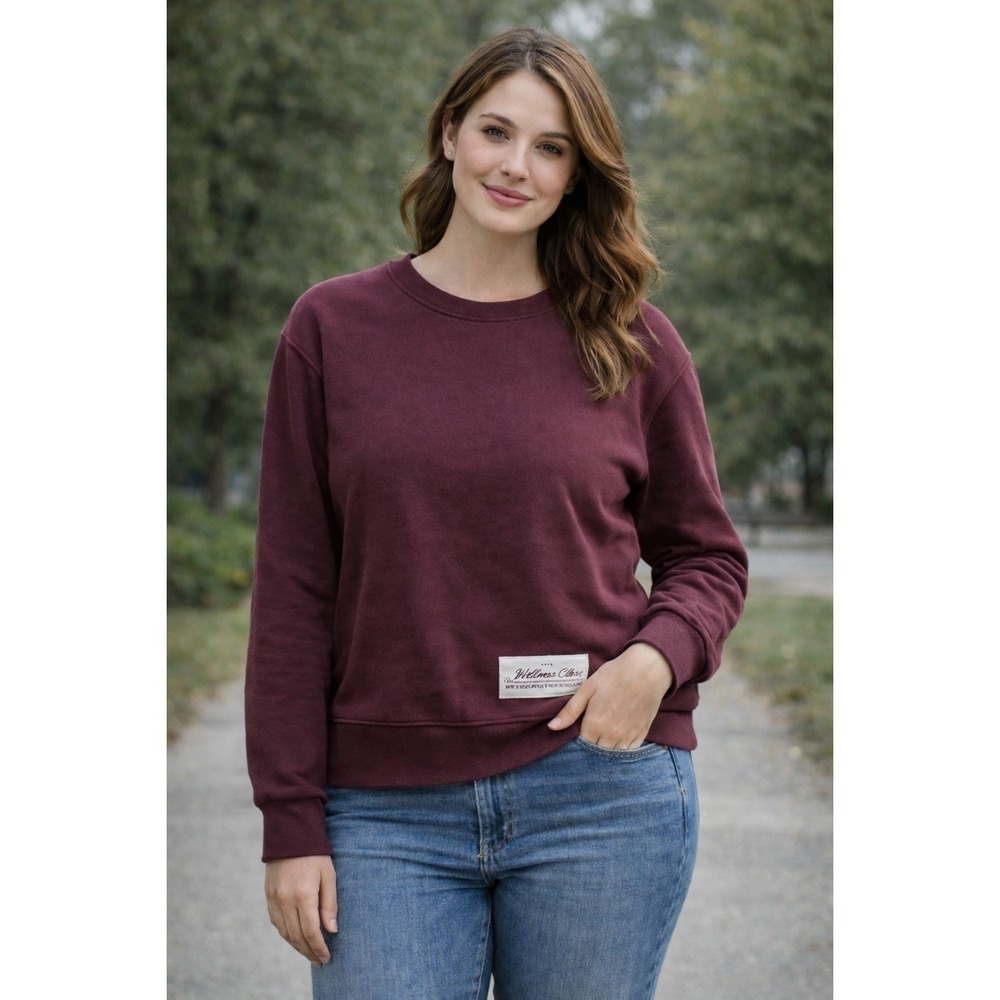 2/$30 WEWOREWHAT Burgundy Crop Sweatshirt M Boxy Minimalist Pullover Athleisure